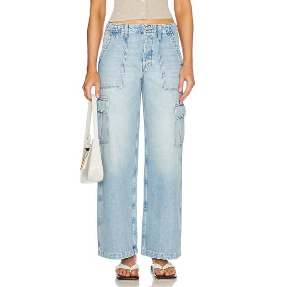 Mother Spinner Cargo Nerdy Jeans NEW Lets Bounce Wash Denim Wide Leg Pockets 29